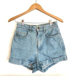 American Apparel Light Blue High-Rise Denim Shorts